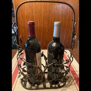 Decorative Wrought Iron Wine Caddy, gently used, hold two bottles